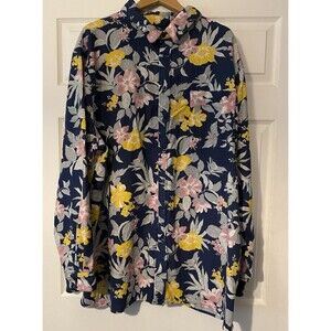 KS Island Linen button up floral Hawaiian long sleeve shirt size 4X Tall NWOT